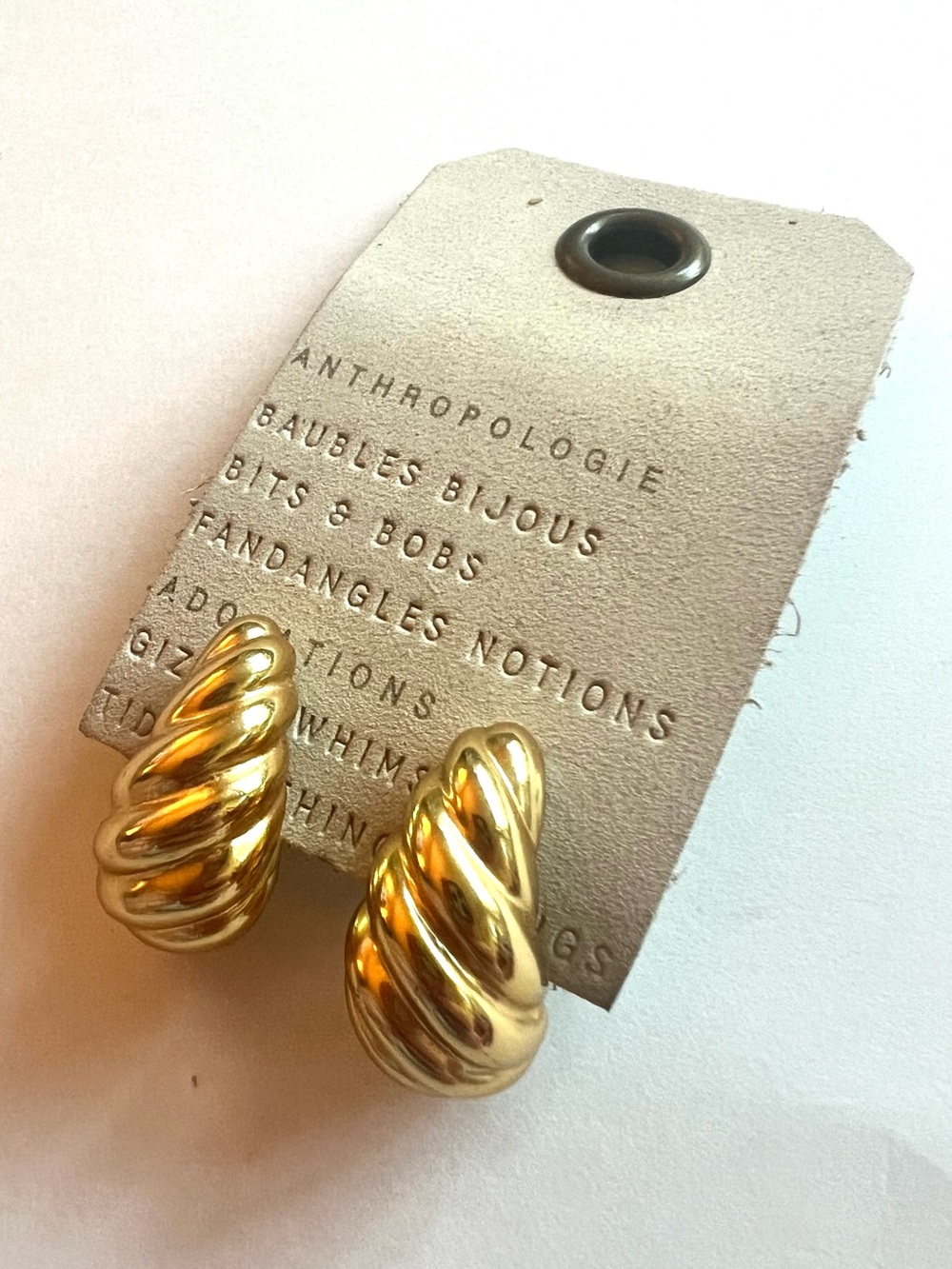 Anthropologie Polished Gold Twisted post Earrings nwt
